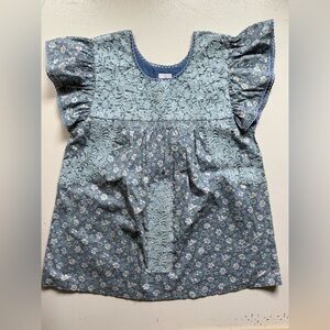 Cottagecore Floral Lace Blue Blouse - Small